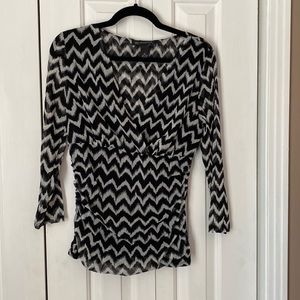 INC International Concepts Black and White Chevron Blouse